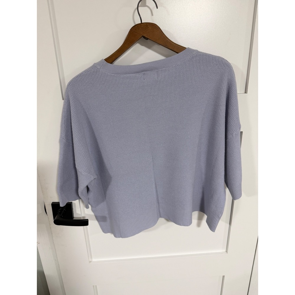 Dreamers by Debut Waffle Knit Sweater XL Blue Oversized Cropped Pocket - Picture 4 of 4